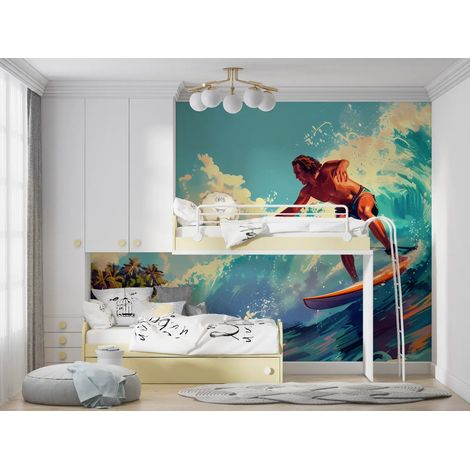 Papier Peint Tropical - Surfeur - 150 x 250 cm (1/2)