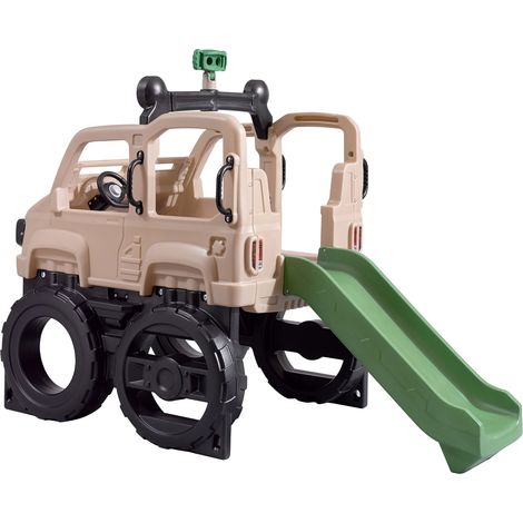Escaladeur camion avec toboggan – Structure à grimper en plastique – Pour enfants – Aventure extérieure – Jumelles incluses – Step 2
