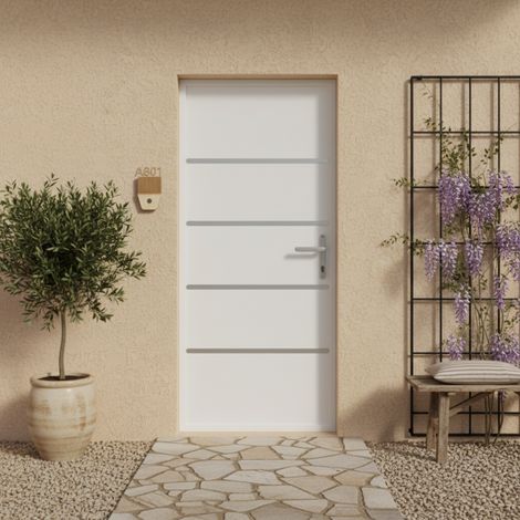 Porte d'entrée aluminium blanc 96x218 cm gauche X-Metal (1/5)