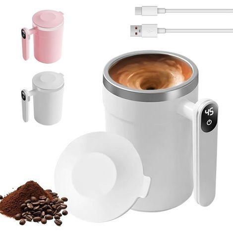 Tasse à Mélanger Automatique, 400 Ml Tasse Auto-Agitante électrique, Gobelet Mélangeur Magnétique Automatique En Acier Inoxydable, TAsse à Mélanger Magnétique Automatique Pour Café, Chocolat (1/5)