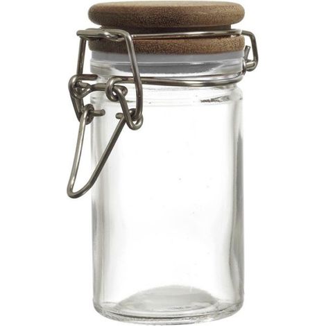 Pot En Verre - Couvercle En Bois D'acacia - 70 Ml - Conservation Épices Thé Produits Maison (1/5)