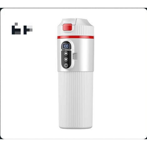 Tazza termica da viaggio, 500 ml, in acciaio inox, con display a LED, ideale per campeggio/riscaldamento rapido, scaldabevande per auto, bollitore per auto, tazza isolante, colore bianco. (1/5)