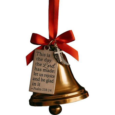 Cloches de sapin de Noël avec versets de la Bible – Fournitures de fête religieuses en métal pour porte d'entrée, salon, cheminée, étagère, chambre à coucher, intérieur (1/5)