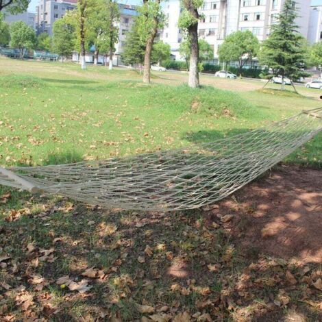 Hamac en Corde de Coton, Filet ¨¤ Suspendre, hamac pour int¨Rieur ou ext¨Rieur, hamac Simple avec Baton en Bois, terrasse, Plage, Camping - Blanc--