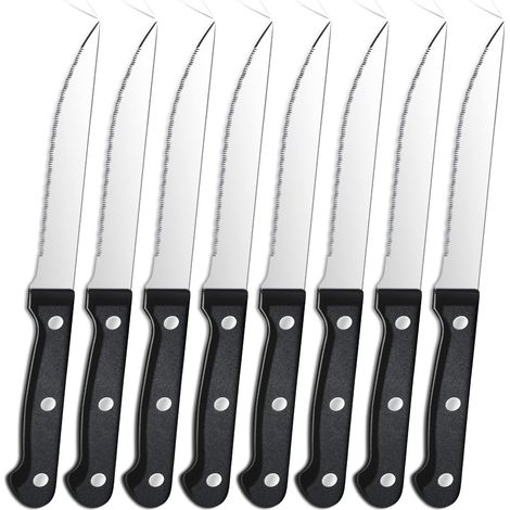 8 couteaux à steak en acier inoxydable, ensemble de couteaux à steak dentelés, couteau de table, couverts à steak de cuisine, passe au lave-vaisselle