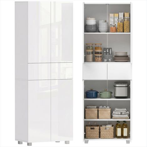 Buffet 4 portes avec étagères réglables MDF blanc laqué 60 x 35 (1/5)