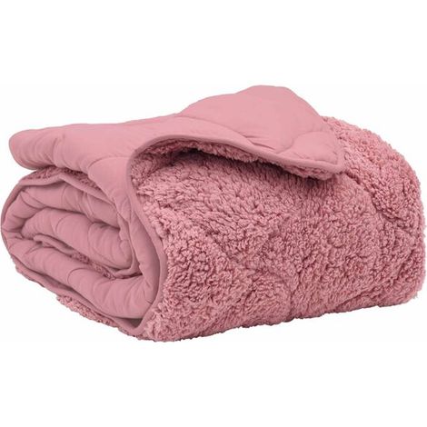 Couette d'hiver rose en duvet 135 x 200 cm, en microfibre et polaire douce. (1/5)