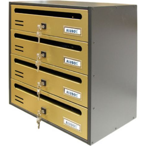 CASSETTA POSTALE ALUBOX CUBO/R 4 38,5X25X43 ORO- ALUBOX- 1,0 pz