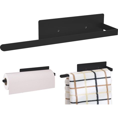 Porte-serviettes de cuisine multifonctionnel en fer, convient pour la cuisine et la salle de bain, installation sans perçage, noir (1/5)