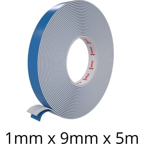WA-ACC-001: Schiuma di PE bianca, adesivo biadesivo (distanziatore blu), spessore 1,0 mm, 9 mm x 5 m