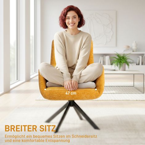 Fauteuil de salon moderne, rotatif, jaune, charge max 120 kg, design contemporain (1/5)