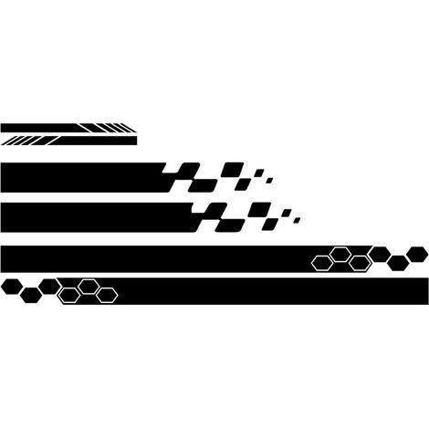 TARSHYRY Autocollant côté Auto Auto de Course de Carrosserie Décalants Décoratifs Autocollants de Bande Décoratifs Sets Rouges Blancs Blanc 5 Pièces (BLACK) (1/5)