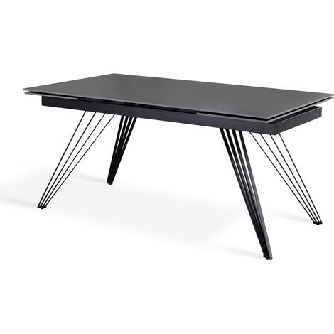 Tavolo allungabile grigio vintage-nero opaco 90 cm x 160-240 cm cm H. 76 cm (1/5)
