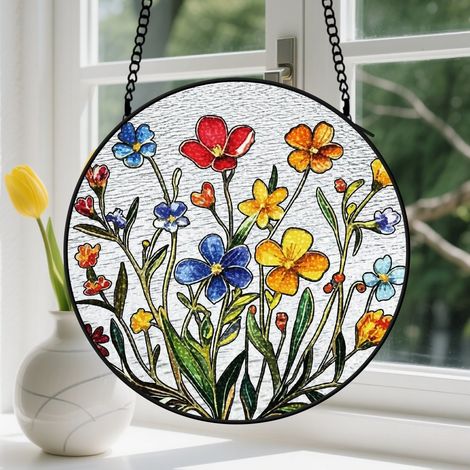 15cm Suspension en vitrail, attrape-soleil élégant coloré unique, décoration jardin intérieur, cadeau Noël pour femme, homme, collègue (1/5)