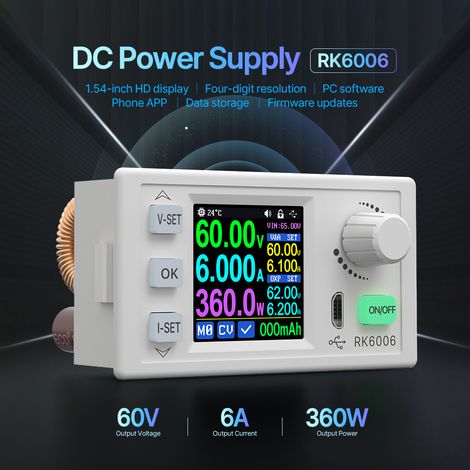 Alimentation à courant continu régulé, tension et courant constants, dispositif d'alimentation expérimental de maintenance, écran LCD 1,54 pouce, luminosité réglable, prise en charge des mises à jour 