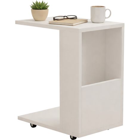 Couchtisch Monticano mit Rollen, 2 Fächer, rechteckig, 30x40x50h cm, Weiß