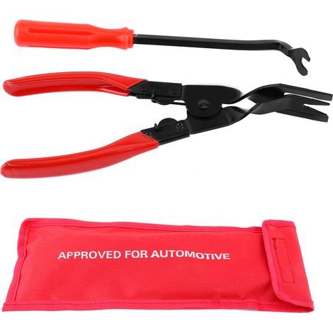 Extracteur d'agrafes de garniture de porte, 2 pcs Ensemble Voiture Intérieur Porte Panneau Garniture Clip Enlèvement Pince Tapisserie Remover Pry Bar Outil (1/5)