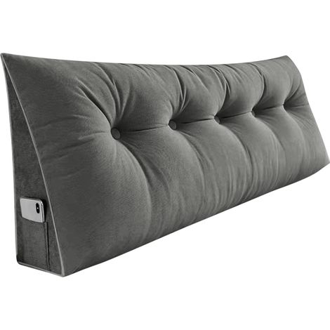 Haloyo® Cuscino a cuneo triangolare, grande cuscino per divano, cuscino cervicale supporto lombare, 160x50x20cm, poliestere, grigio scuro (1/5)