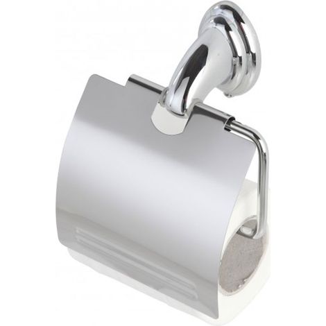 Porta rotolo a muro con coperchio e supporto in acciaio cromato Facile (1/7)