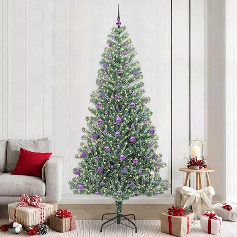 Künstlicher Weihnachtsbaum beschneit mit LED Licht 240 cm