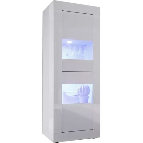 Vitrine mit Glastür, Kollektion ISORA, in glänzendem Weiß lackiert