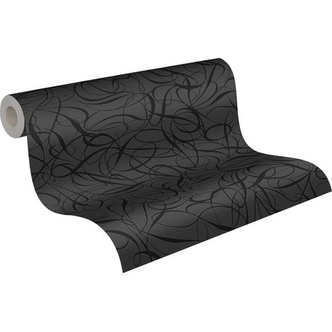 A.S. Creations – Papier peint à motif graphique noir 53 cm x 10,05 m – Raccord sauté 32 cm – Pose facile sans table à tapisser – 100% écologique (1/5)