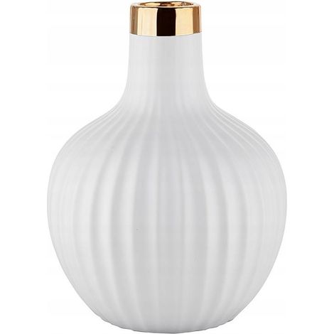 Vase Florina à bordure dorée 21 cm Blanc