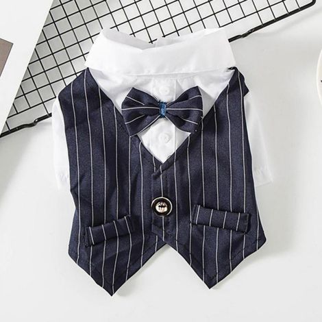 Costume Chien - Costume Mariage Formel Tuxedo avec Nœud Papillon - Matière Coton Doux - Pour Chiens et Chats Petits - Tailles S à XL - 3 Couleurs (1/5)