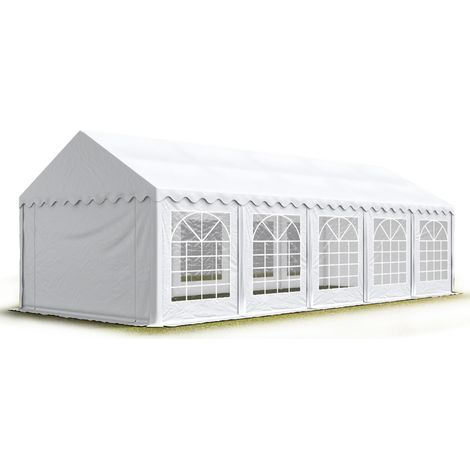 Party-Zelt Festzelt 4x10 m Garten-Pavillon -Zelt PVC Plane 700 N in weiß Wasserdicht