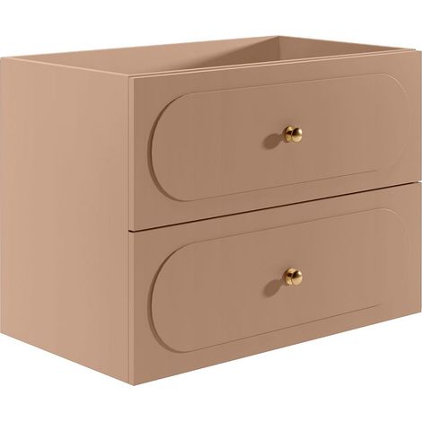 Vente-Unique – Meuble sous vasque suspendu 80 cm – 2 tiroirs soft close – Mdf éco-responsable – Couleur rose poudré