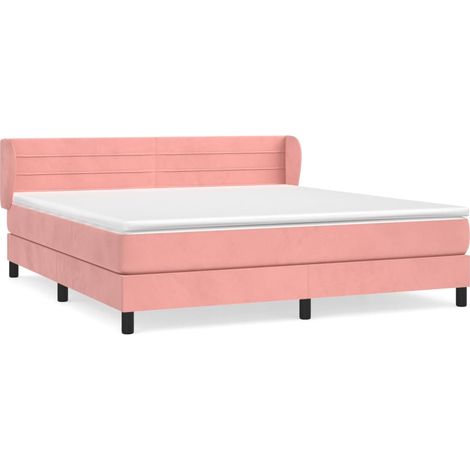 Maison Exclusive - Sommier à lattes de lit avec matelas Rose 160x200 cm Velours (1/5)