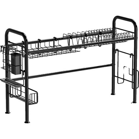 Escurridor de cocina, soporte para utensilios, soporte para copas de vino, negro (1/2)