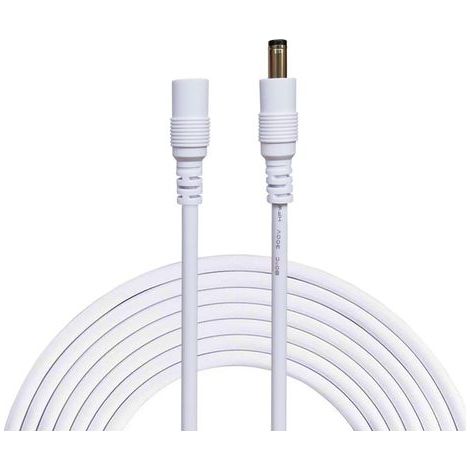 3 Mètres Rallonge Cordon d'alimentation DC 2,1mm x 5,5 mm Mâle à Femelle Connecteur pour Adaptateur Secteur, LED, CCTV Camera Power, Voiture, Moniteurs, et Plus - Blanc