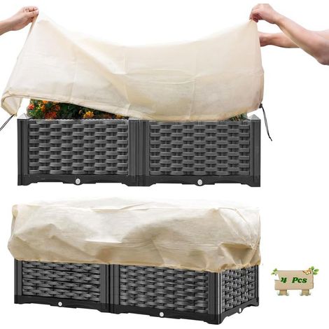 Housses de Protection pour jardinières, Housse Voile Hivernage Plante de Balcon, Housse de Boîte à Fleurs Bio, Housse de Protection Contre Le Gel pour Plantes d'hiver (100x45x40cm - Lot de 4) (1/5)