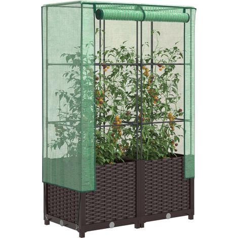 Jardinière surélevée-Pot de fleur avec housse aspect rotin 80x40x138 cm 790479 (1/5)