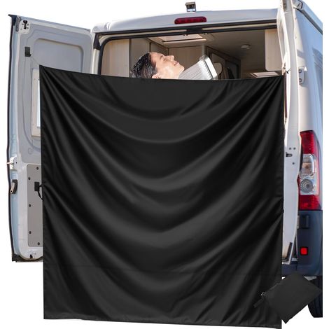CCYKXAGrand rideau de douche réglable avec crochets magnétiques pour porte arrière de voiture, camping-car, caravane, 2,3 x 1,8 m, noir (1/5)