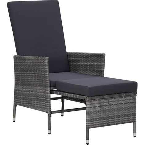 Maison Exclusive - Garten-Liegestuhl mit Auflagen Poly Rattan Gra (1/5)