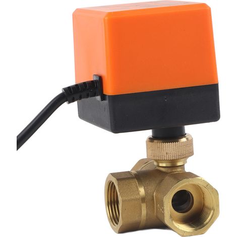 Robinet à bille motorisé électrique 3 voies en laiton DN20 G3/4, vanne pour climatiseur 24V CC (1/5)