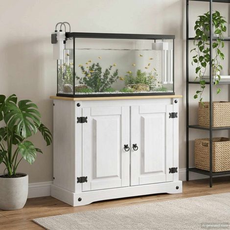 vidaXL Supporto per Acquario CORONA Bianco e marrone 81,5 x 37 x (1/5)