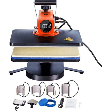 Mophorn-Hitzepressmaschine – 8 in 1, 12 x 15 Zoll, 360°-Drehung, UL-geprüft für Heimwerkerprojekte