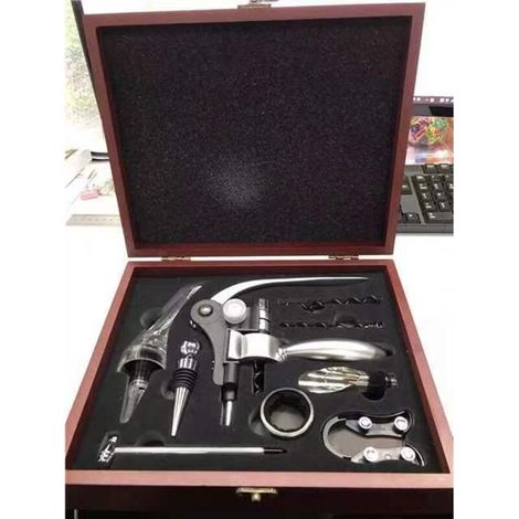 Sacacorchos, abridor de botellas de vino, vertedor de vino, set de regalo de accesorios para vino con caja de regalo (1/5)