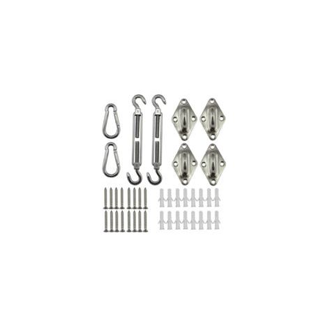 Kit di fissaggio per vele ombreggianti, in acciaio inox, per un'installazione sicura di tende da sole quadrate e triangolari - Crezuo