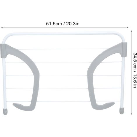 Zusammenklappbarer und ausziehbarer Wäscheständer – Wandmontierter Wäscheständer für den Balkon – Graues Modell – Metall + hitzebeständiger Kunststoff – Maße: 51,5 x 34,5 cm (1/5)