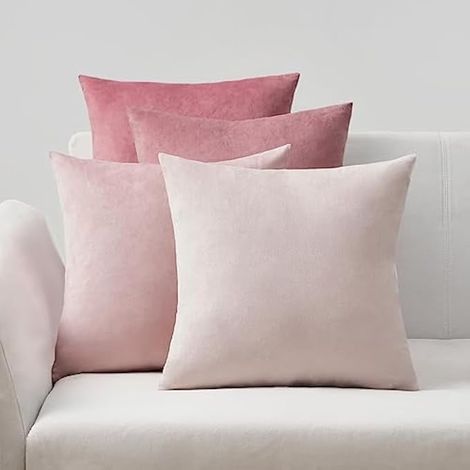 Housse de Coussin Rose 40x40 Velours Effet Dégradé Housses de Coussin Salon Jardin Exterieur Decoration Coussin Canape Sol pour Lecture au Lit Art Déco