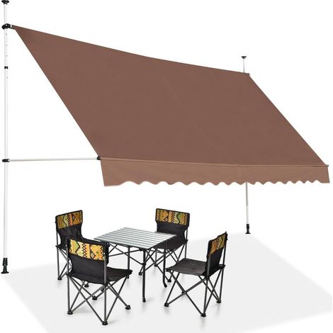 Tenda da sole retrattile 350 x 200-300 cm con manovella e moderna regolazione dell'inclinazione in alluminio marrone 200010438