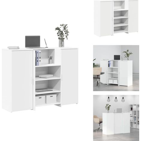 Bureau de réception blanc 135x50x103,5 cm bois d'ingénierie - Bureau D'accueil - Bureaux D'accueil - Comptoir De Réception - Réception (1/5)