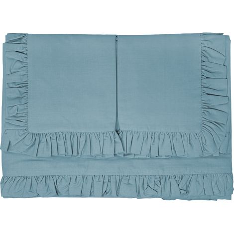Juego Completo para Cama Matrimonial: 2 Sábanas y 2 Fundas con Volantes Color: Azul