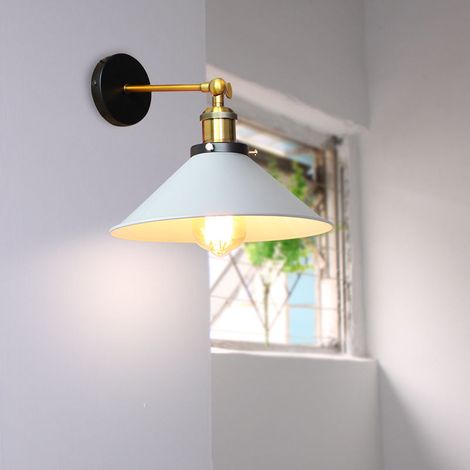 Retro Lampe Murale Interieur Lumieres Industrielle Fer Luminaire Chambre Couloir Restaurant Blanc (1/4)