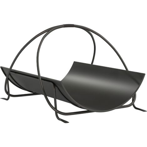 Range-bûches d'intérieur 51 x 38 x 33 cm — Range-bûches géométrique en métal (avec poignées, noir) (1/5)