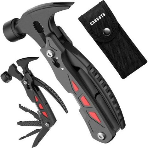 ools Multifonctions, 12 en 2 Pince et Marteau Multifonctions, Outil Multitools de Poche avec Tournevis Décapsuleur, pour Randonnée Camping-noir (1/5)